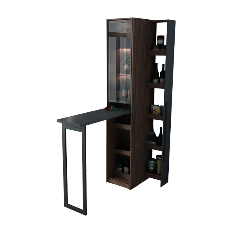 Black Manufactured Wood Bar Table with Glass Storage Modern Pub Table for Dining Room