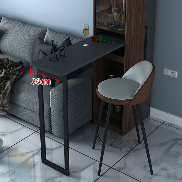 Black Manufactured Wood Bar Table with Glass Storage Modern Pub Table for Dining Room