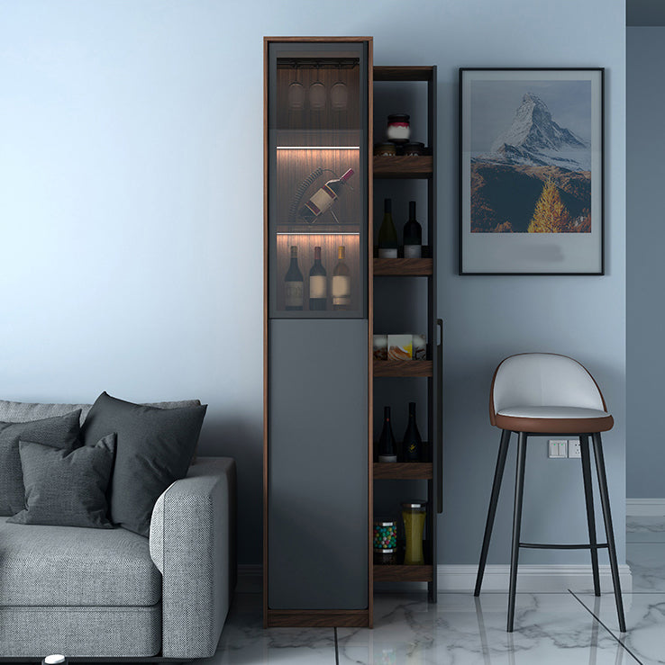 Black Manufactured Wood Bar Table with Glass Storage Modern Pub Table for Dining Room