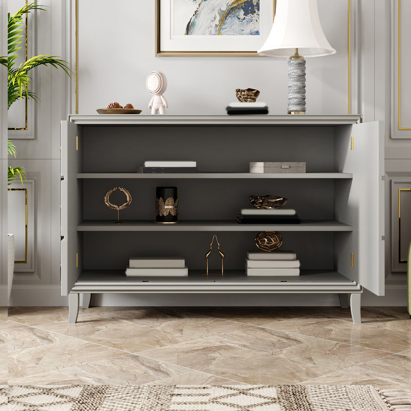 Glam Oak Dining Buffet Green Buffet Table with Doors for Dining Room