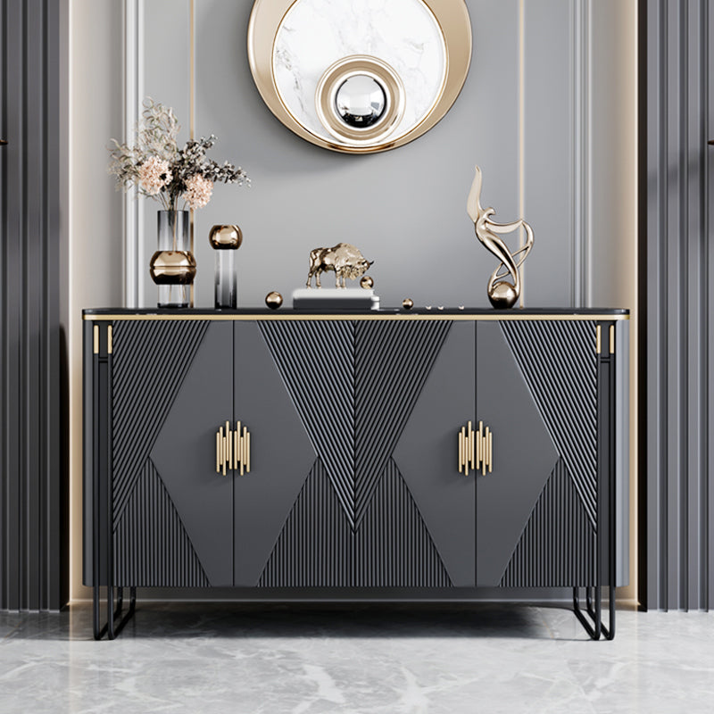 Glam Dining Buffet Marble Buffet Table with Doors for Dining Room