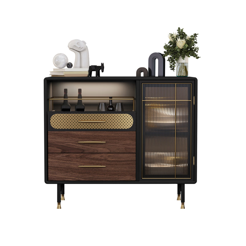 Modern Buffet Table Engineered Wood Sideboard Table with Lights for Kitchen