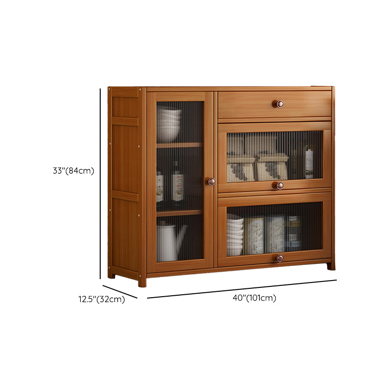 Contemporary Sideboard Cabinet Bamboo Sideboard Table with Drawers for Dining Room