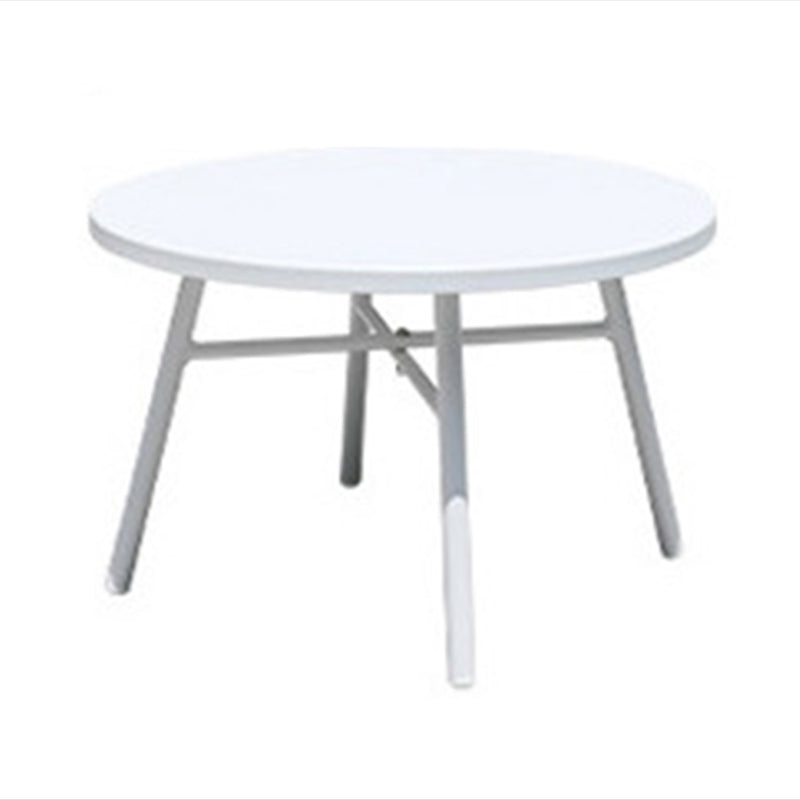 Contemporary Metal Patio Table Round Water Resistant in White/Black