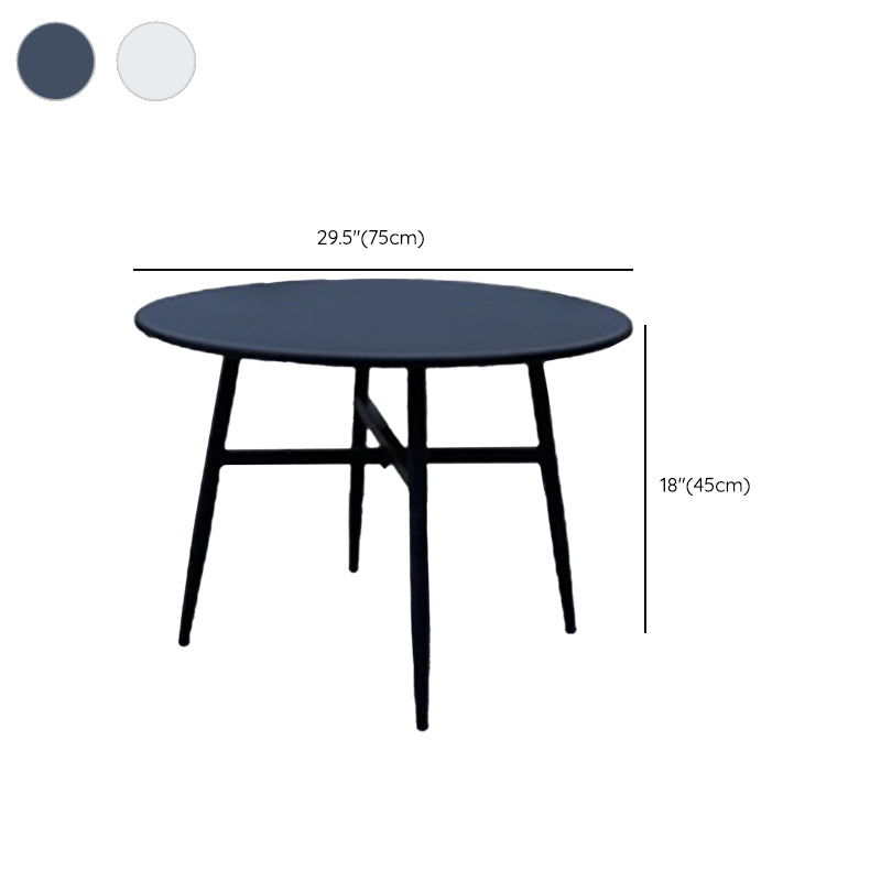 Contemporary Metal Patio Table Round Water Resistant in White/Black