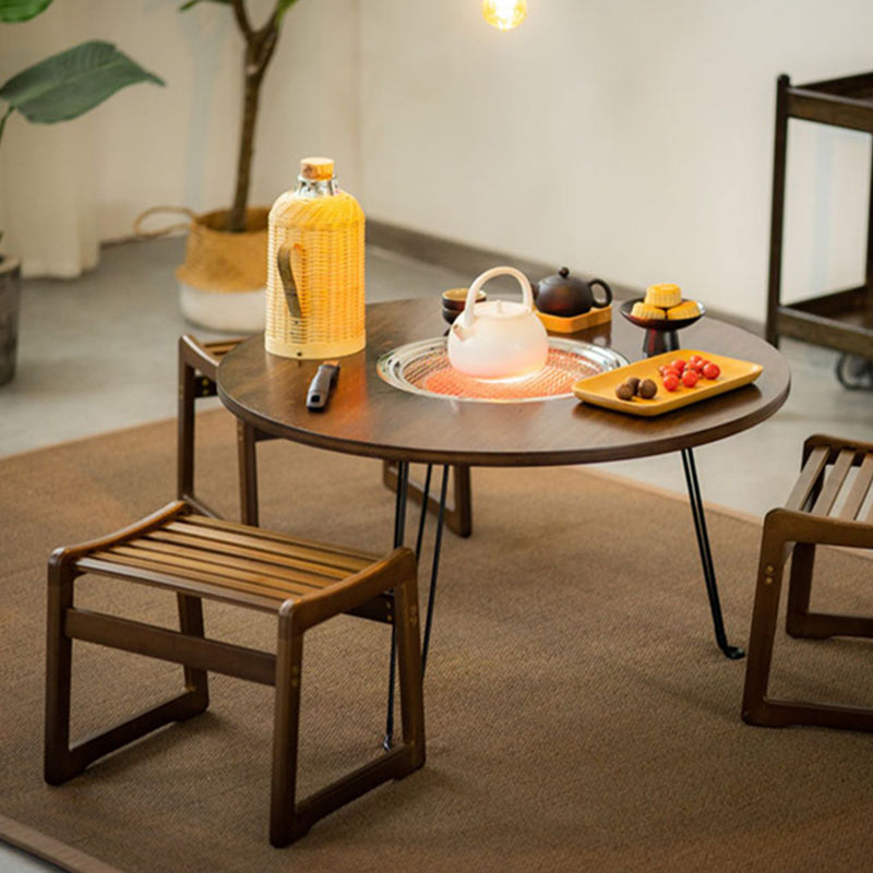 Contemporary Style Round Patio Table in Brown and Black for Home