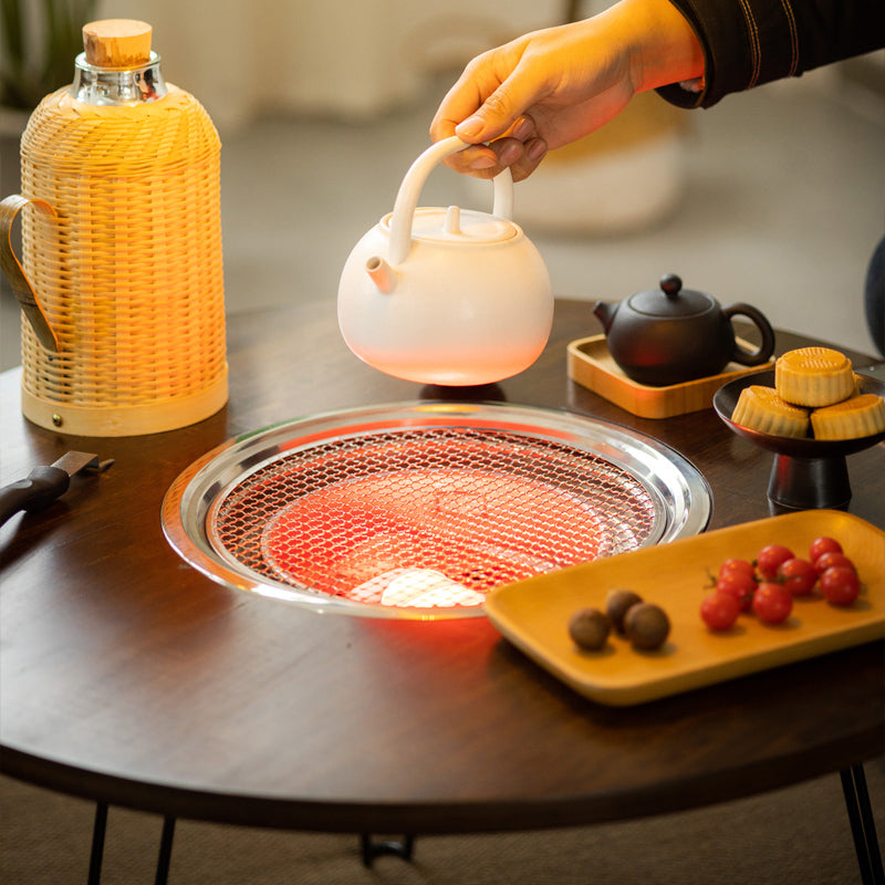 Contemporary Style Round Patio Table in Brown and Black for Home