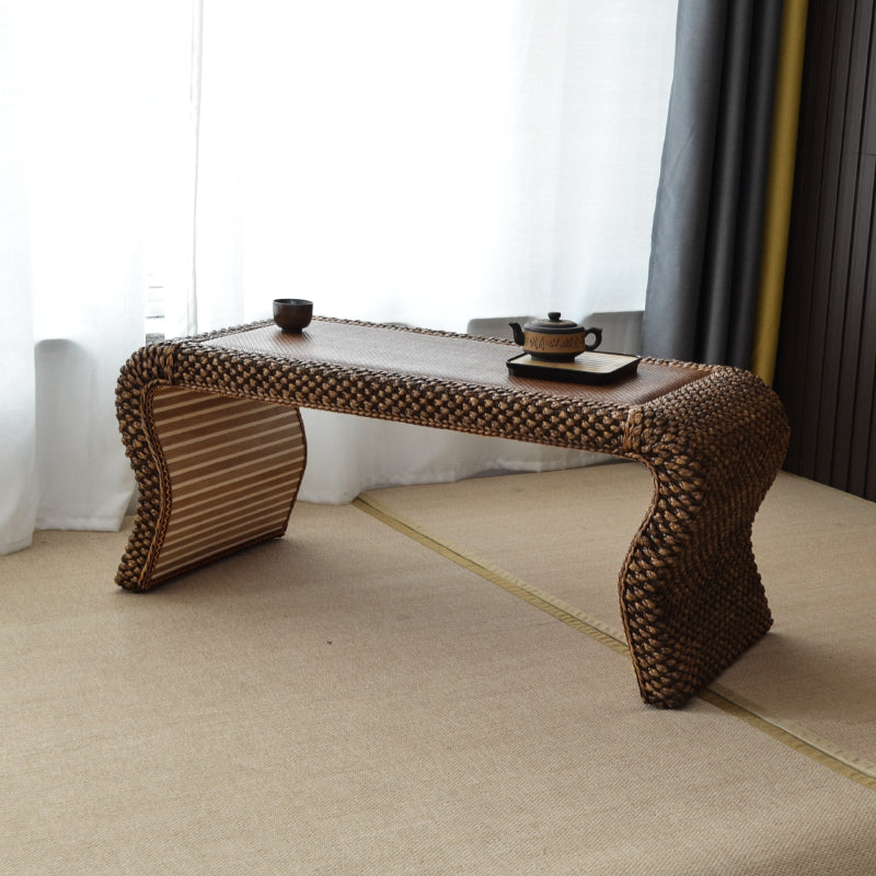 Contemporary Style Rectangle Patio Table Wicker in Brown for Home