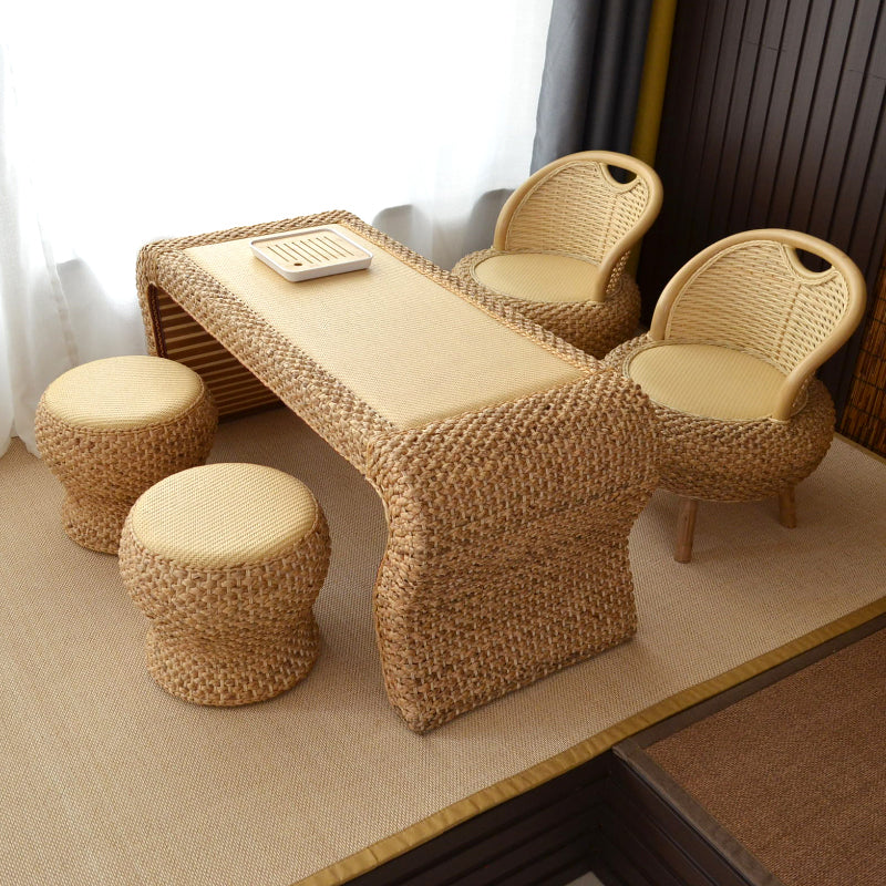 Contemporary Style Rectangle Patio Table Wicker in Brown for Home