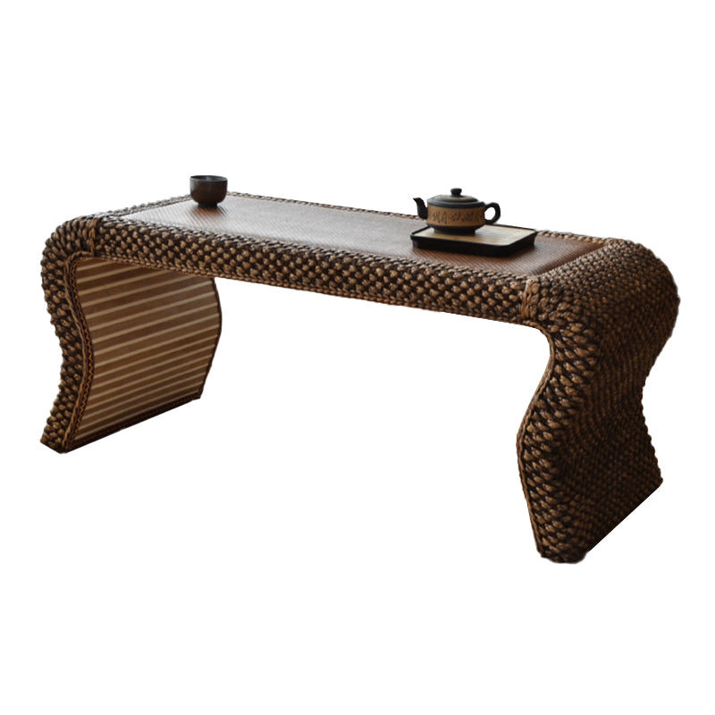 Contemporary Style Rectangle Patio Table Wicker in Brown for Home