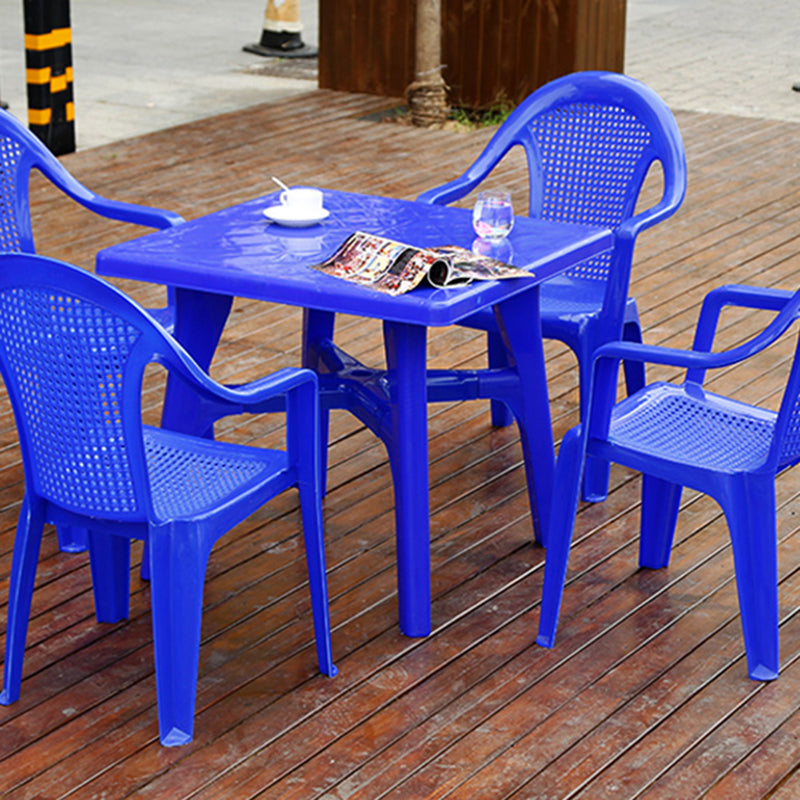 Contemporary Patio Table Plastic Round/Rectangle in White/Pink/Green/Blue with Umbrella Hole
