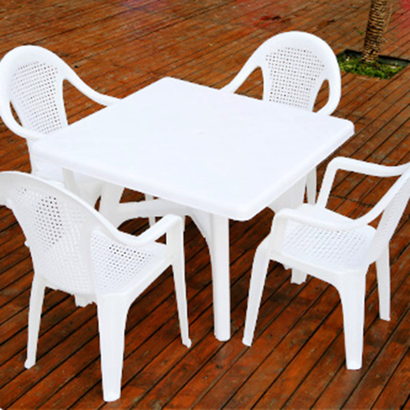 Contemporary Patio Table Plastic Round/Rectangle in White/Pink/Green/Blue with Umbrella Hole