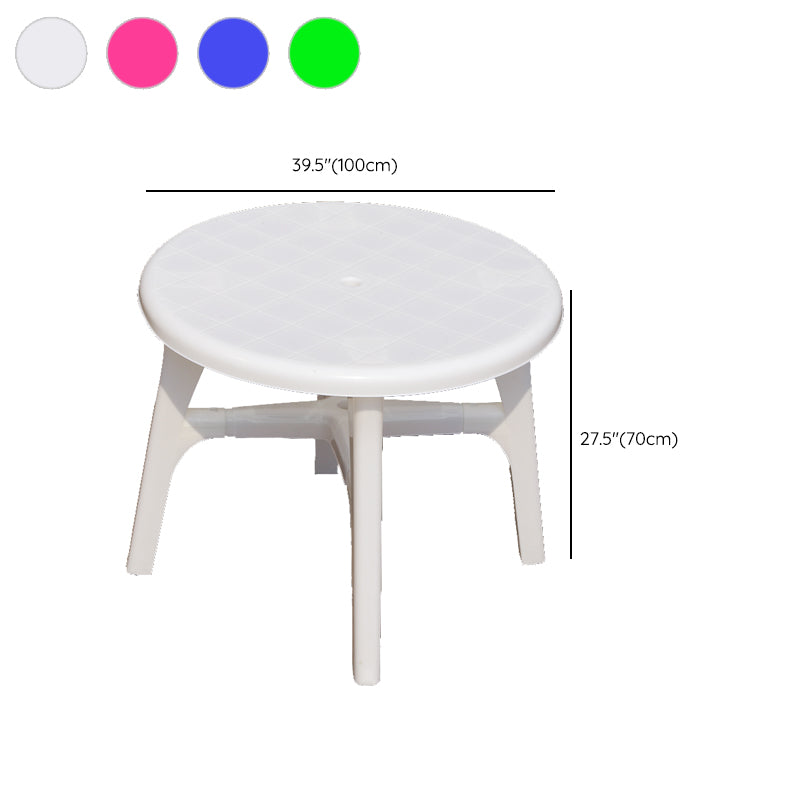 Contemporary Patio Table Plastic Round/Rectangle in White/Pink/Green/Blue with Umbrella Hole