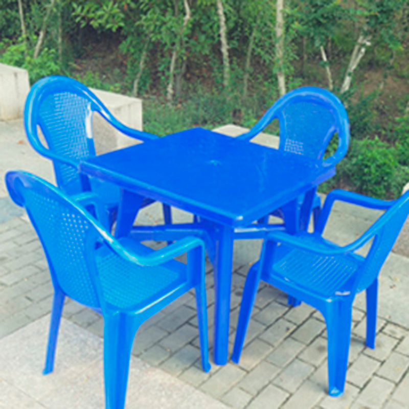 Contemporary Plastic Patio Table Round/Rectangle with Umbrella Hole for Outdoor