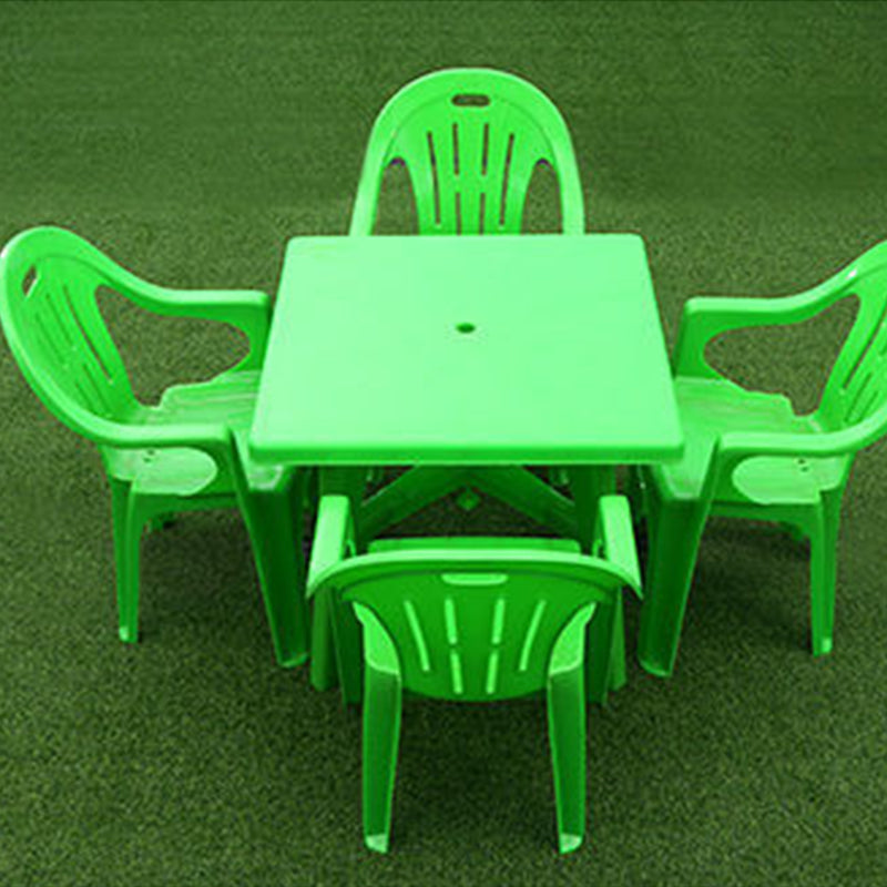 Contemporary Water Resistant Patio Table Plastic Rectangle/Round with Umbrella Hole