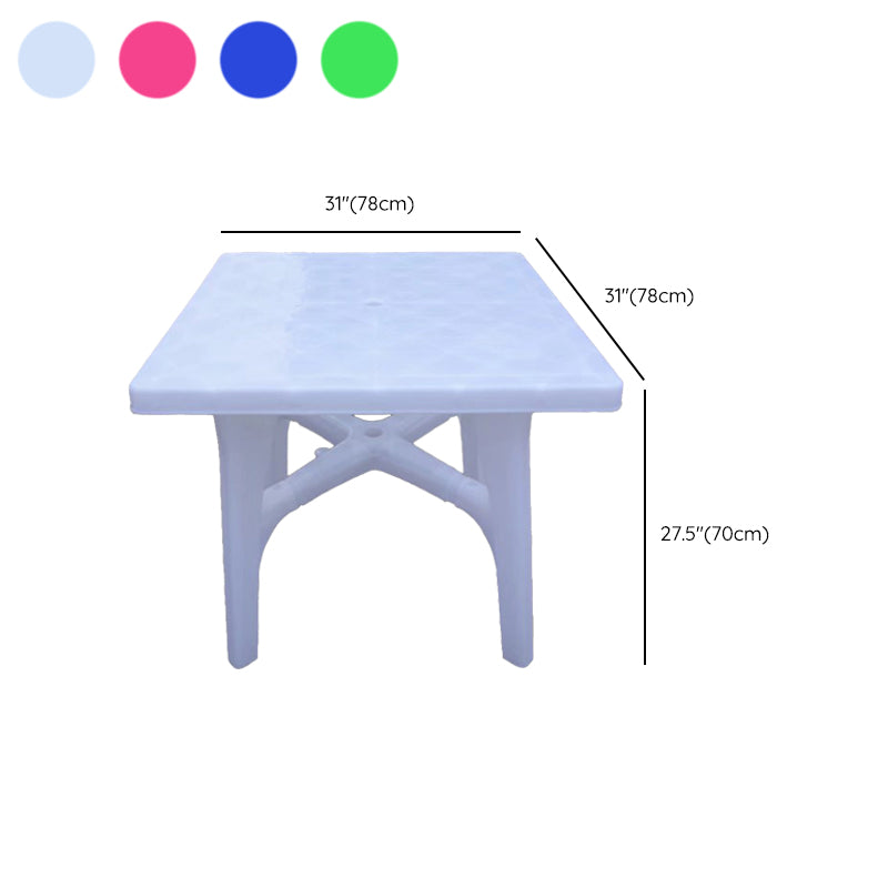 Contemporary Water Resistant Patio Table Plastic Rectangle/Round with Umbrella Hole
