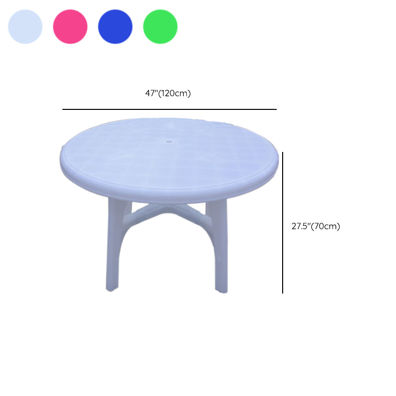 Contemporary Water Resistant Patio Table Plastic Rectangle/Round with Umbrella Hole