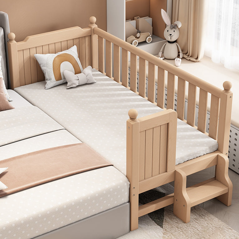 Farmhouse Beech Nursery Bed Solid Wood Baby Crib with Guardrails
