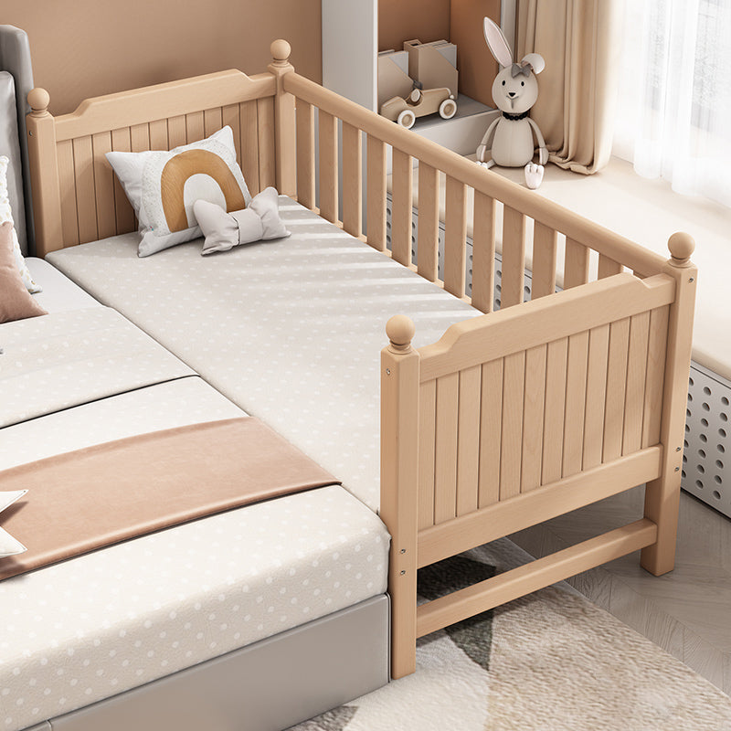 Farmhouse Beech Nursery Bed Solid Wood Baby Crib with Guardrails