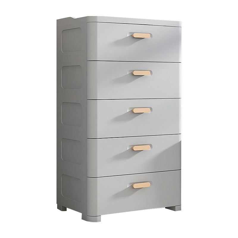 Modern Plastic Nursery Dresser Vertical Kids Nightstand with 5 Drawers for Room