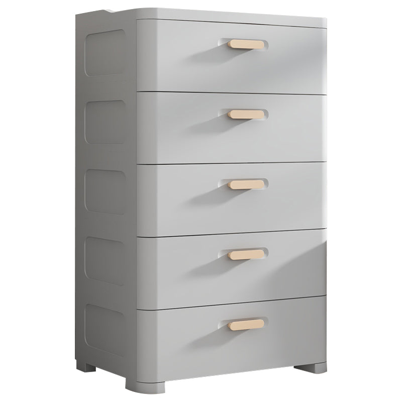 Modern Plastic Nursery Dresser Vertical Kids Nightstand with 5 Drawers for Room