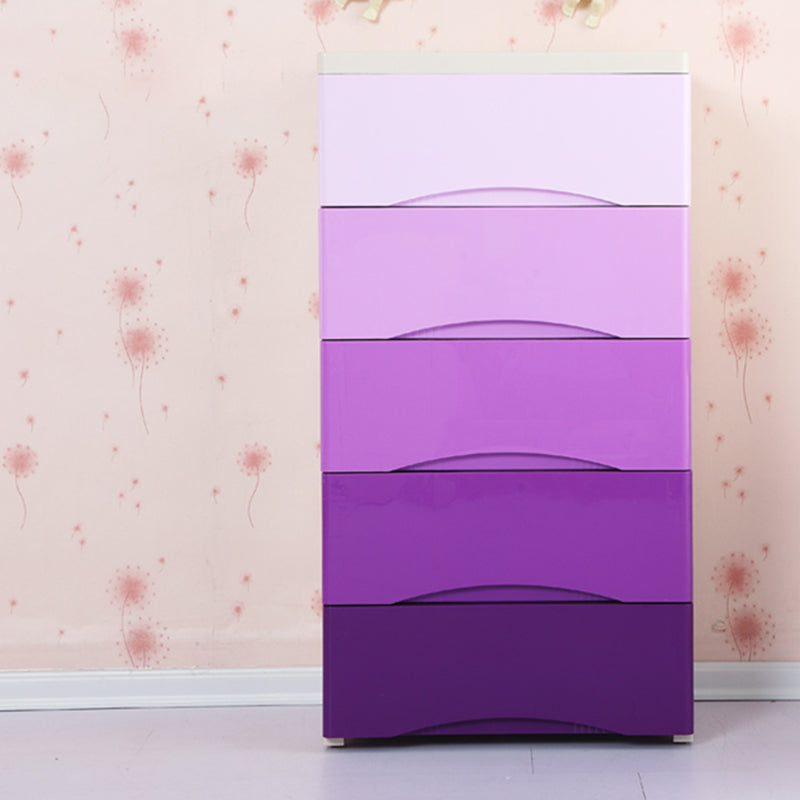 Vertical Kids Nightstand Scandinavian 5/6 Drawers Plastic Nursery Dresser for Home