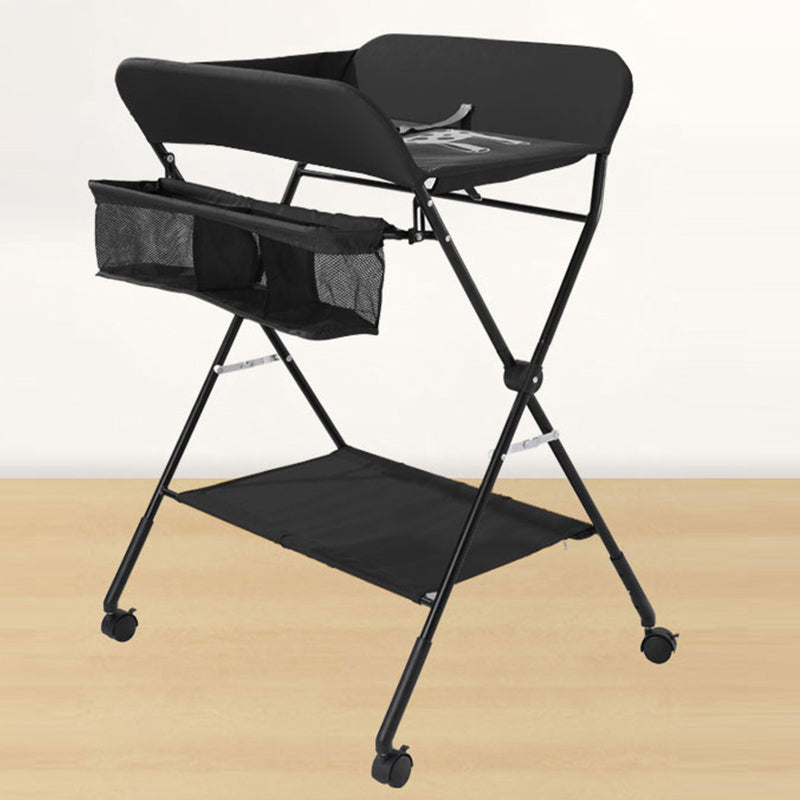 Contemporary Baby Changing Table with Storage Basket and Safety Belt