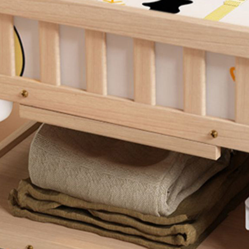 Flat Top Baby Changing Table Solid Wood with Storage Shelf and Wheel