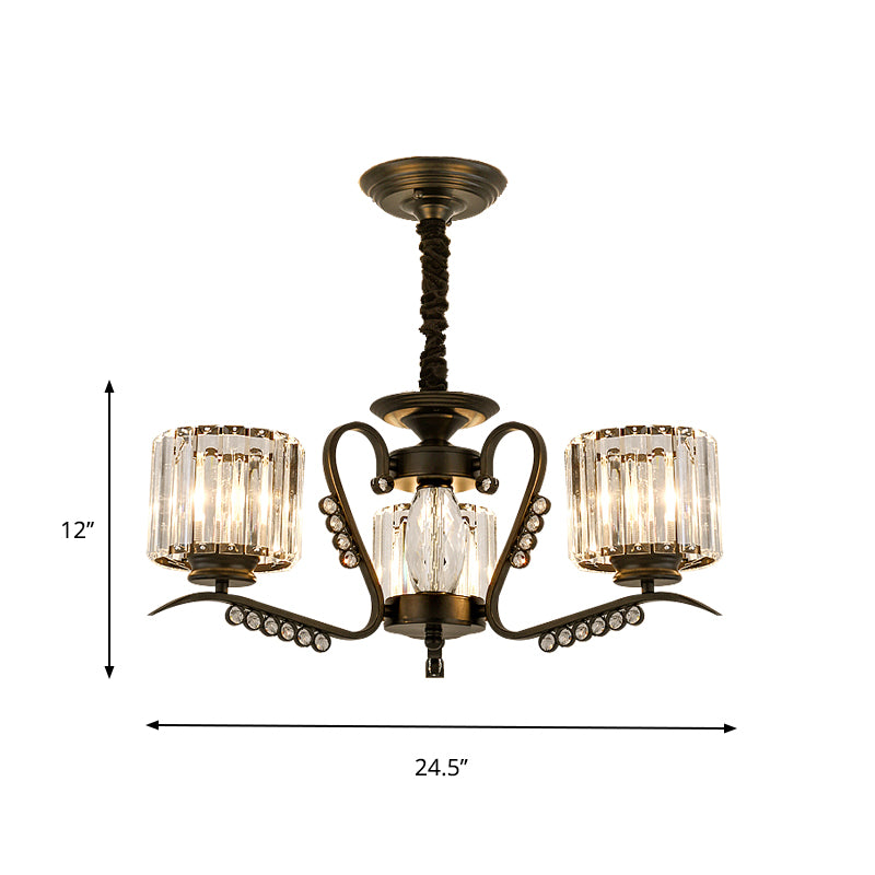 3/5 teste il lampadario soffitto modernismo soggiorno luce sospensione con tonalità di cristallo cilindro in nero