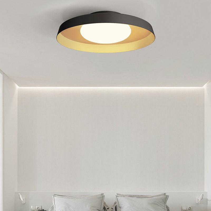 Modern 1 - Light Ceiling Flush Mount Iron & Acrylic LED Flush in Black / White