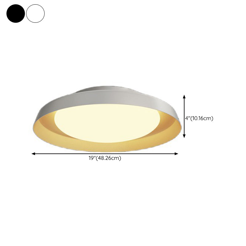Modern 1 - Light Ceiling Flush Mount Iron & Acrylic LED Flush in Black / White