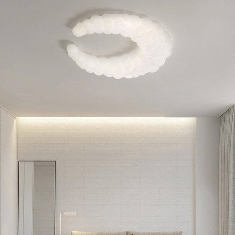 Crescent LED Flush Mount Acrylic Contemporary Ceiling Flush in Ivory White