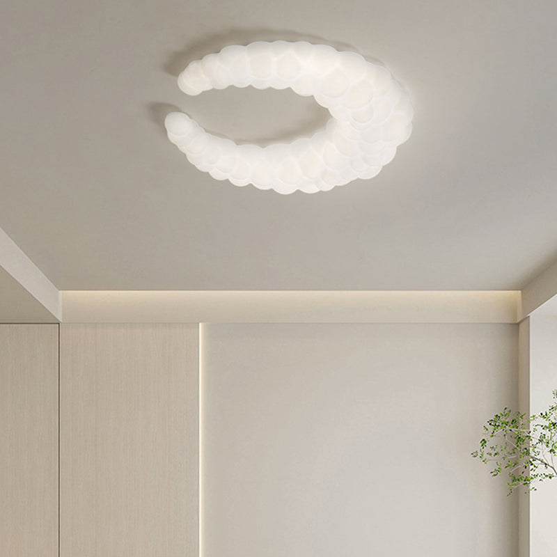 Crescent LED Flush Mount Acrylic Contemporary Ceiling Flush in Ivory White