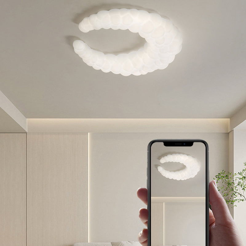 Crescent LED Flush Mount Acrylic Contemporary Ceiling Flush in Ivory White