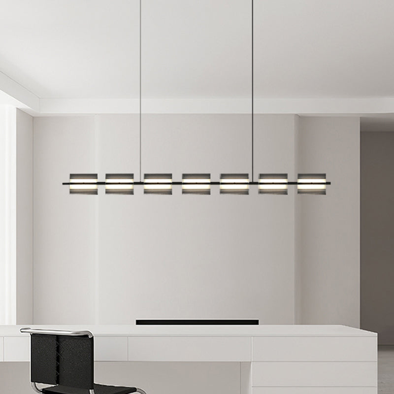 Nordic Style Metal Hanging Lamp Rectangle Shape Island Light Fixture for Bedroom