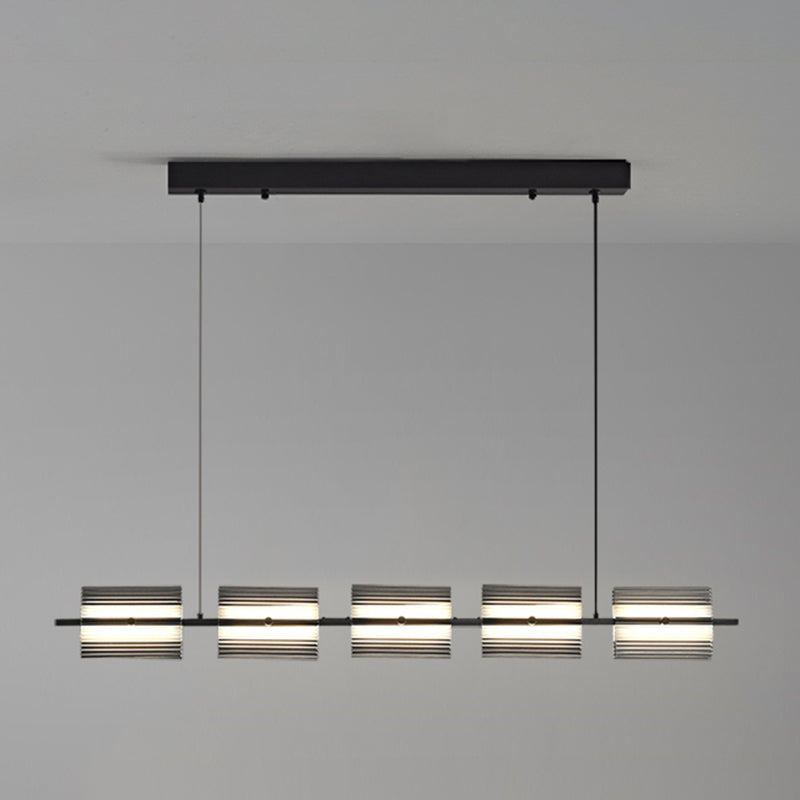 Nordic Style Metal Hanging Lamp Rectangle Shape Island Light Fixture for Bedroom