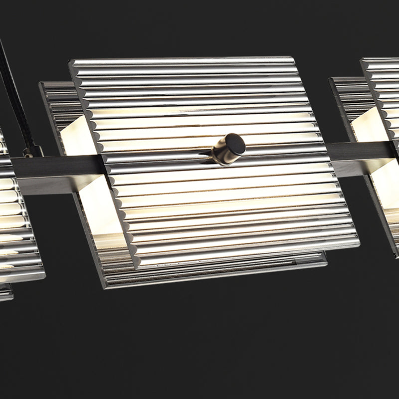 Nordic Style Metal Hanging Lamp Rectangle Shape Island Light Fixture for Bedroom