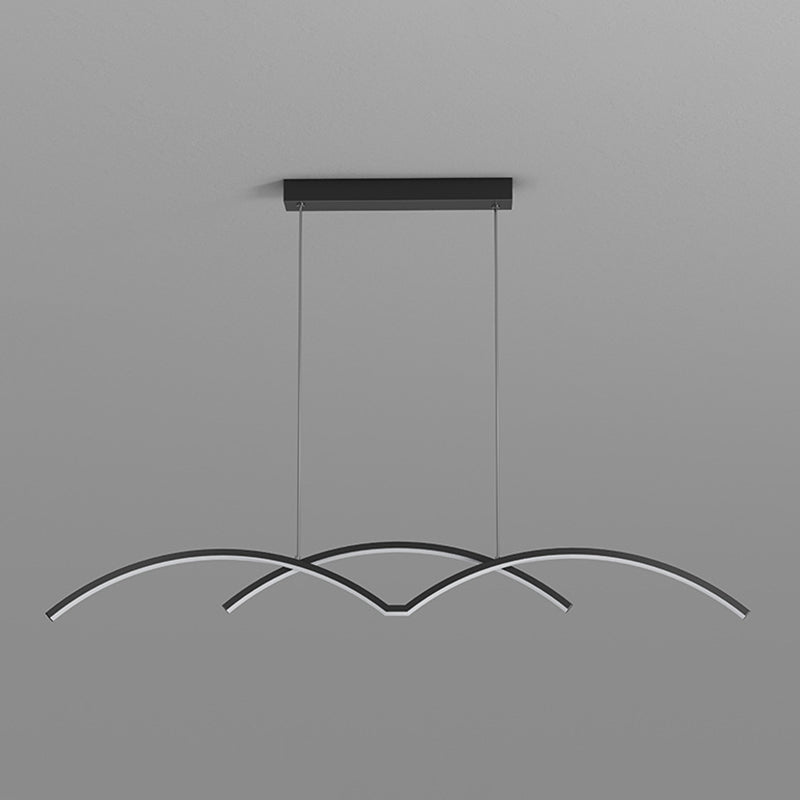 Linear Iron LED Kitchen Island Fixture Metal Ceiling Pendant in Black / Gold Finish
