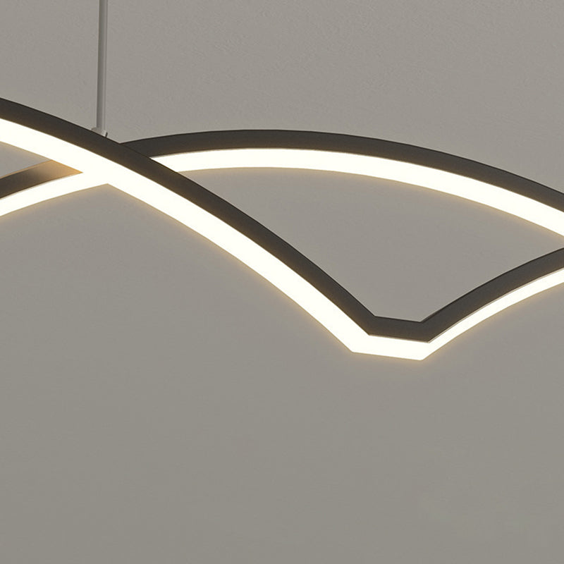 Linear Iron LED Kitchen Island Fixture Metal Ceiling Pendant in Black / Gold Finish