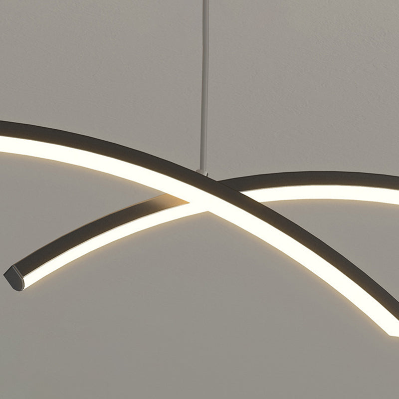Linear Iron LED Kitchen Island Fixture Metal Ceiling Pendant in Black / Gold Finish