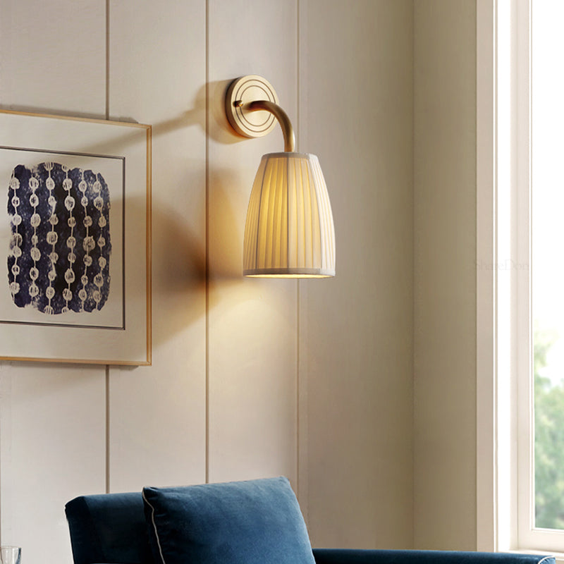 Fabric Shade Wall Mounted Light Fixture 1-Light Modernism Wall Mounted Sconce