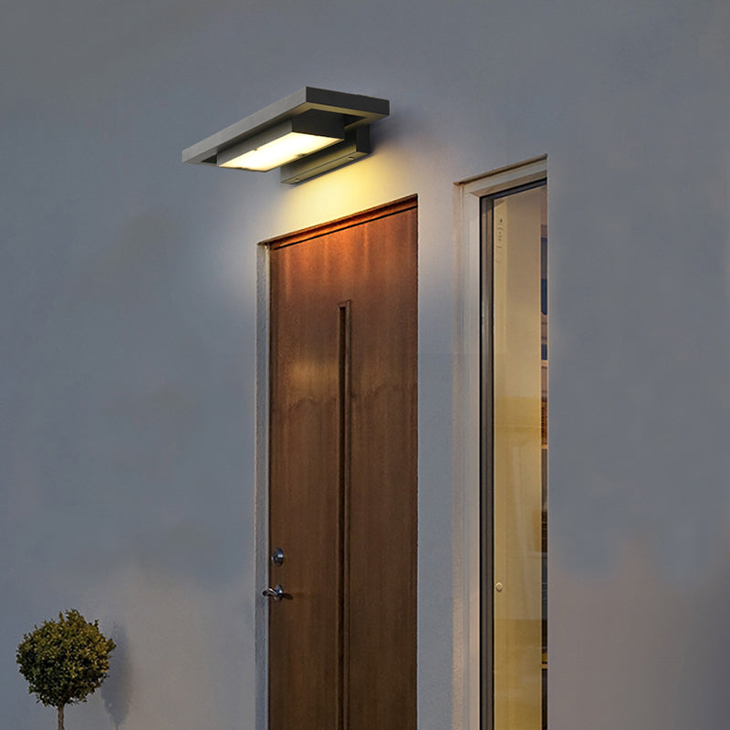Contemporary Wall Sconce Rectangular Outdoor Wall Light Fixture with Stainless Steel