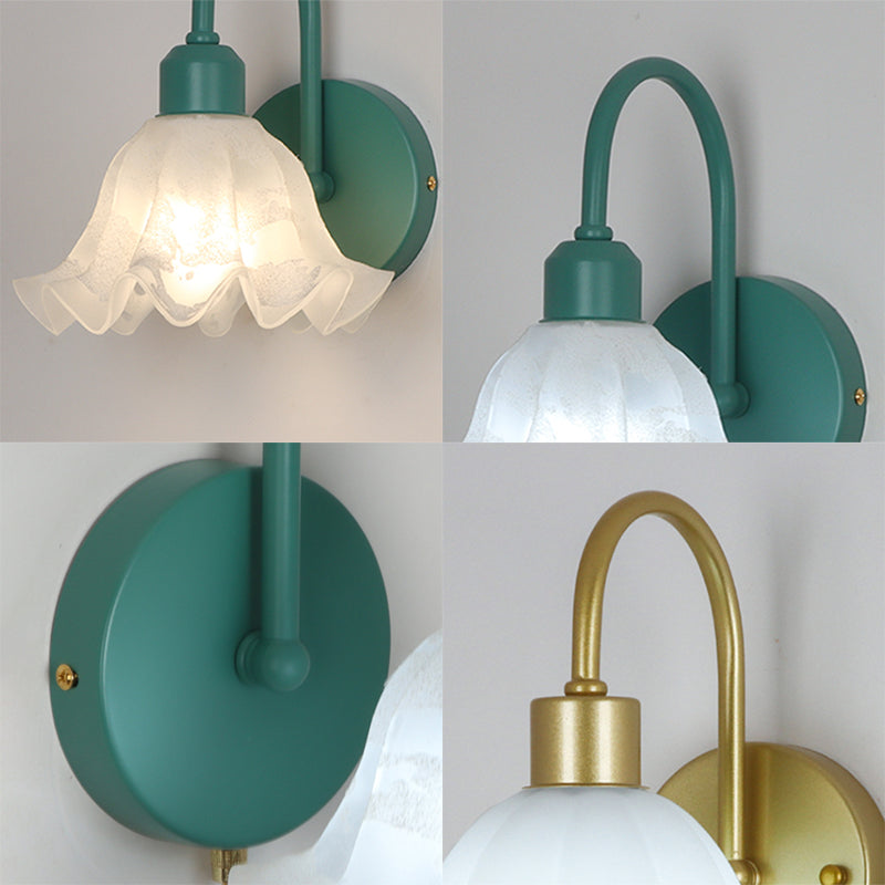 Glass Shade Wall Mounted Sconce Modern 1-Light Wall Lights for Bedroom