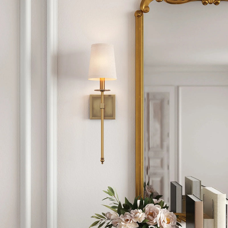 Contemporary Fabric Shade Wall Light 1-Light Wall Mounted Light Fixture for Bedroom