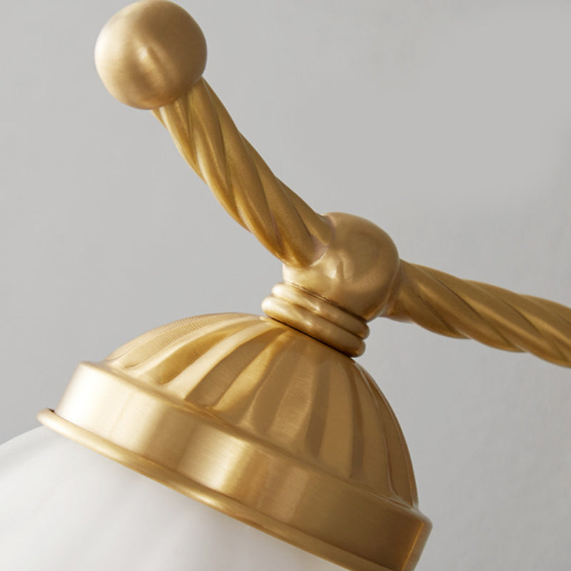 Modern Wall Mounted Light 1 Light Glass Flush Mount Wall Sconce in Gold Finish