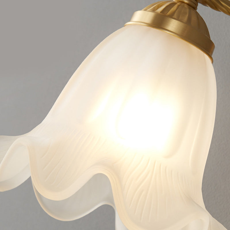 Modern Wall Mounted Light 1 Light Glass Flush Mount Wall Sconce in Gold Finish