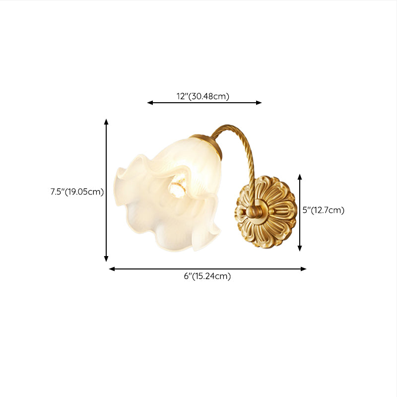 Modern Wall Mounted Light 1 Light Glass Flush Mount Wall Sconce in Gold Finish