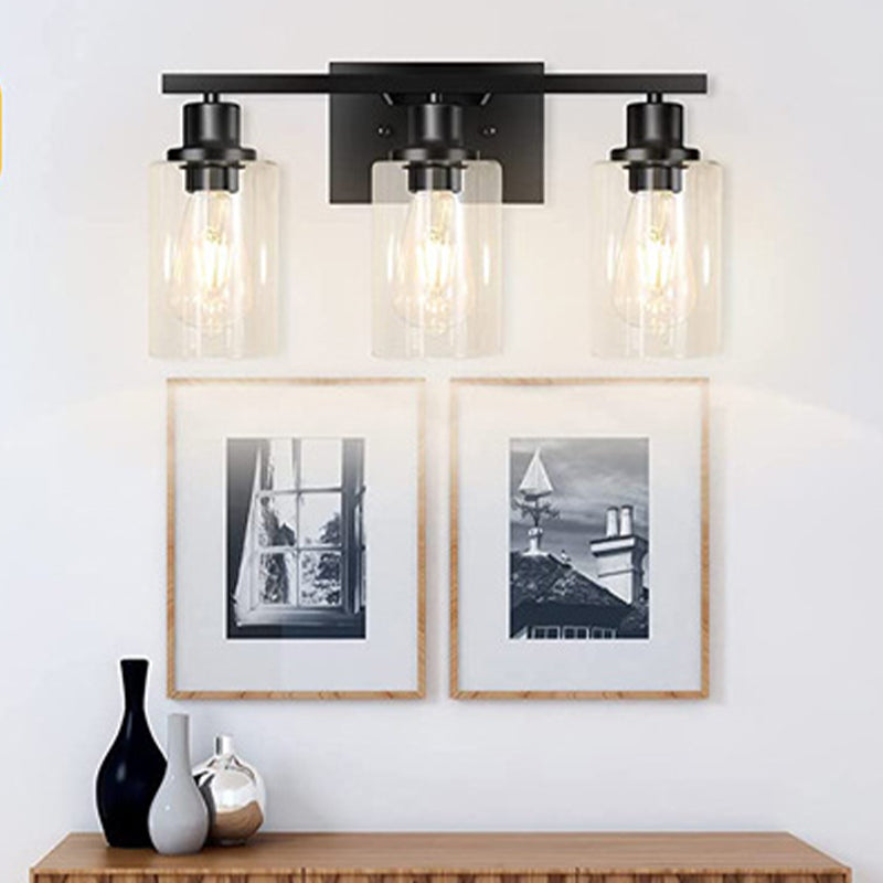 Gold / Black Bathroom Vanity Lighting 3 - Light Iron & Glass Bath Sconce