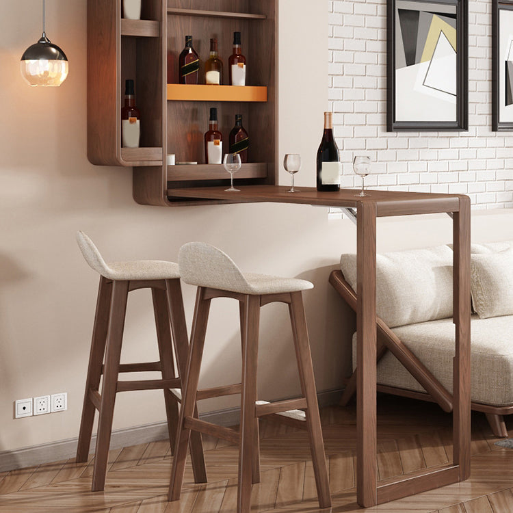 Solid Wood Bar Table Folding Dining Table for Kitchen Living Room