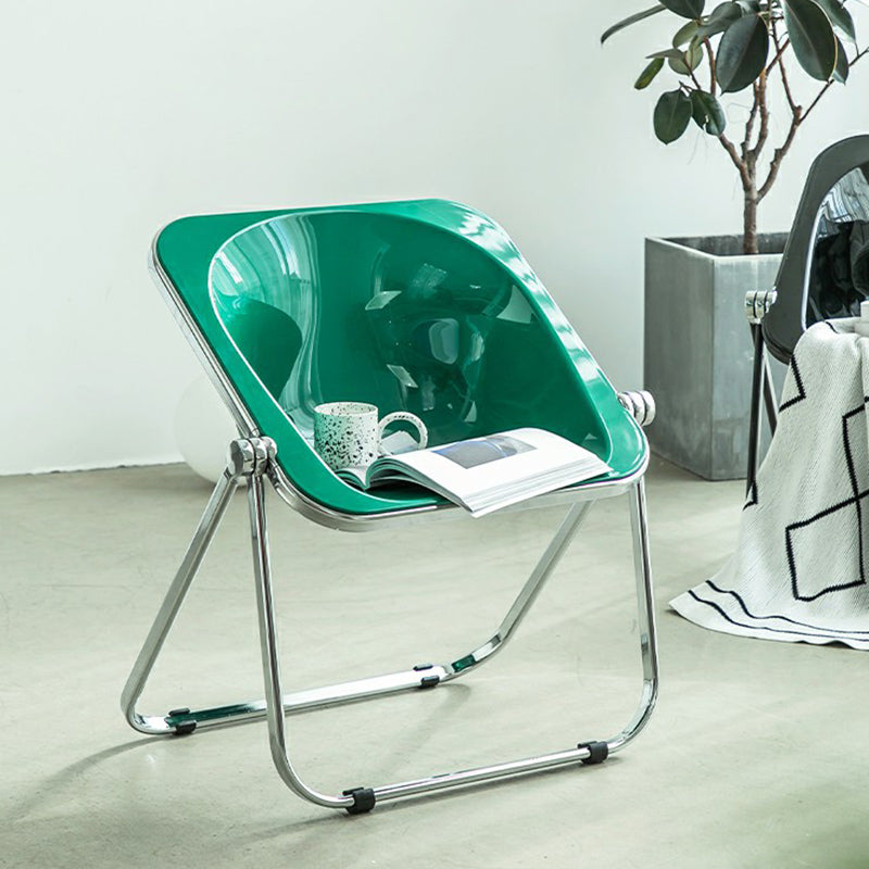 Folding Acrylic Dining Side Chair Metal Frame Indoor-Outdoor Chair